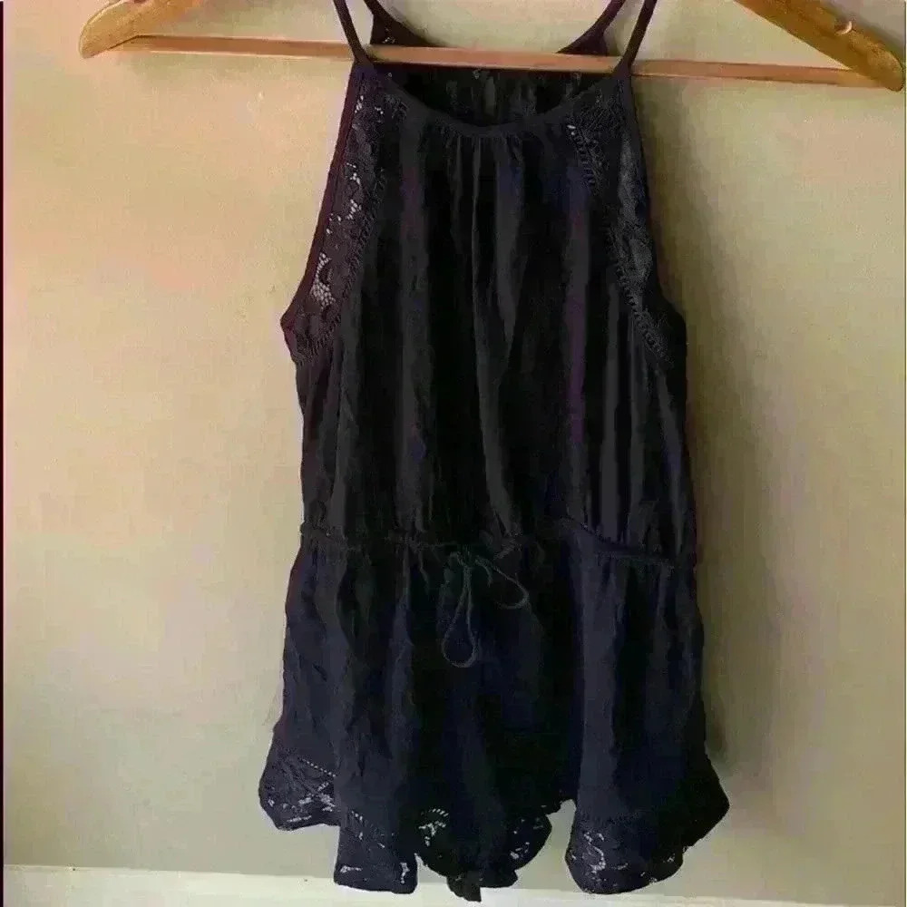 SEEK The Label Women Navy Chanel lace Romper small